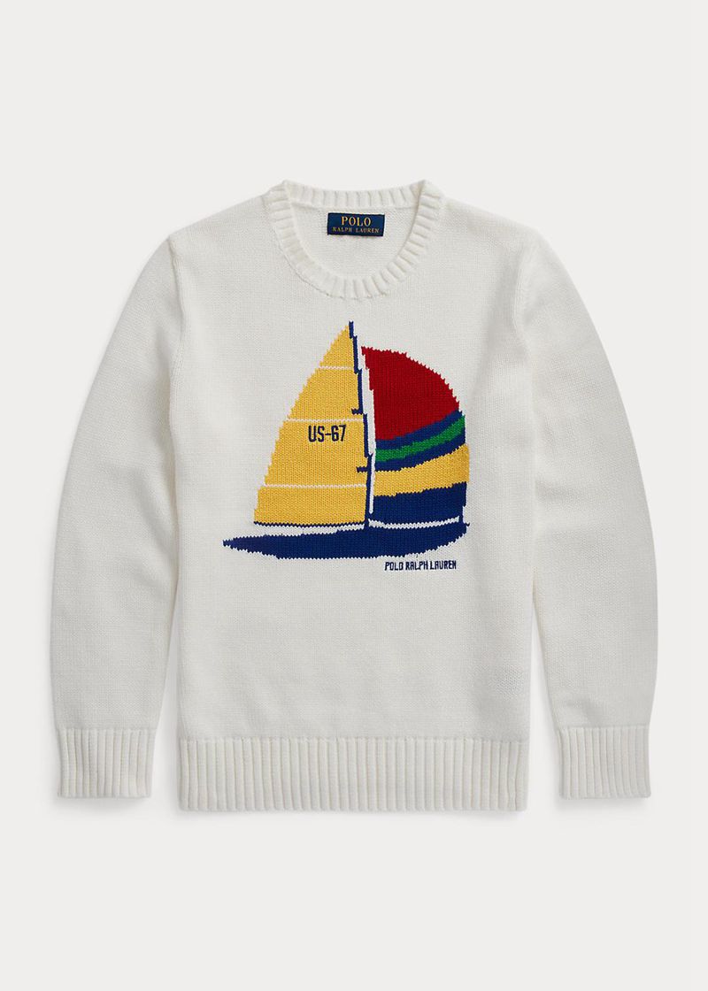 Sueter Ralph Lauren Niño 6-14 Años Yacht Cotton Jumper Chile Blancas YONHL-7256